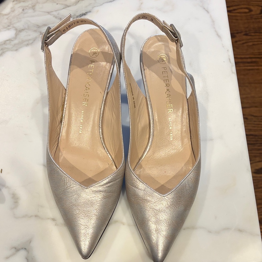 Peter Kaiser Metallic Slingback Kitten Heels